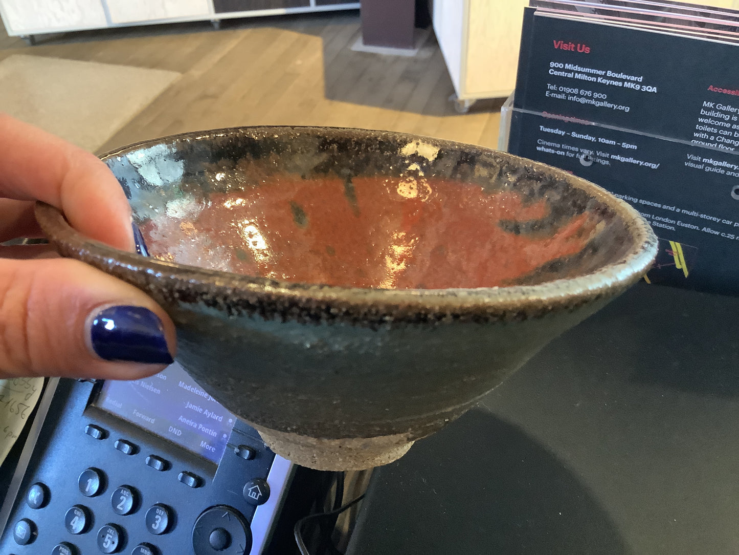 Susie Cousins Small Bowl (red/grey)