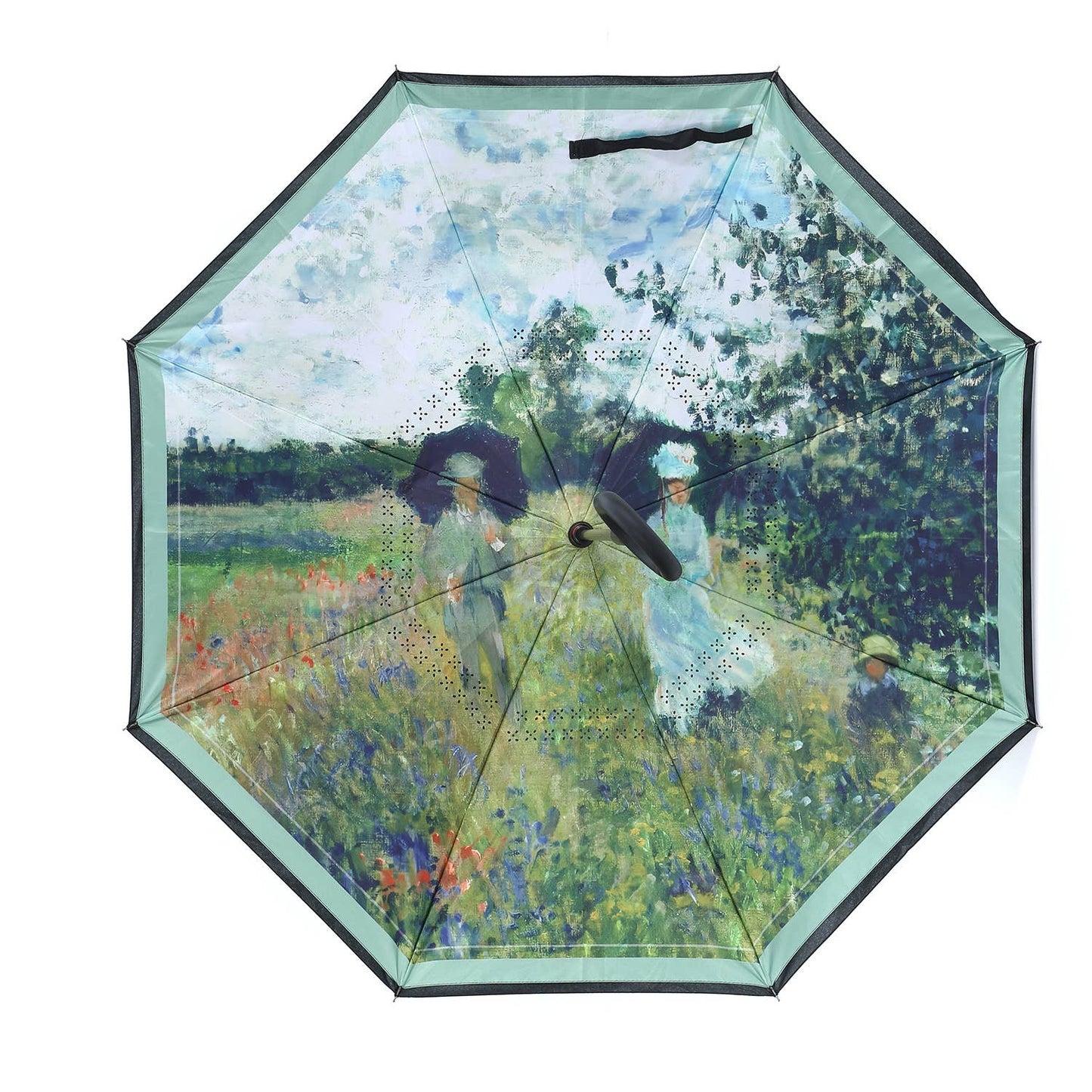 Woman with a Parasol Upside Down Umbrella in Green F976