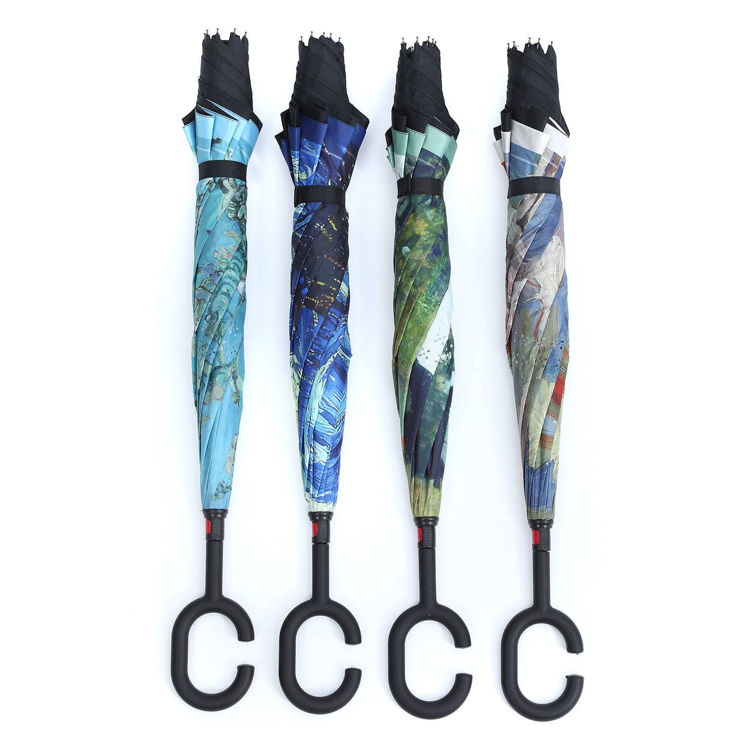 Starry Night in the Rain Upside Down Umbrella in Blue F977