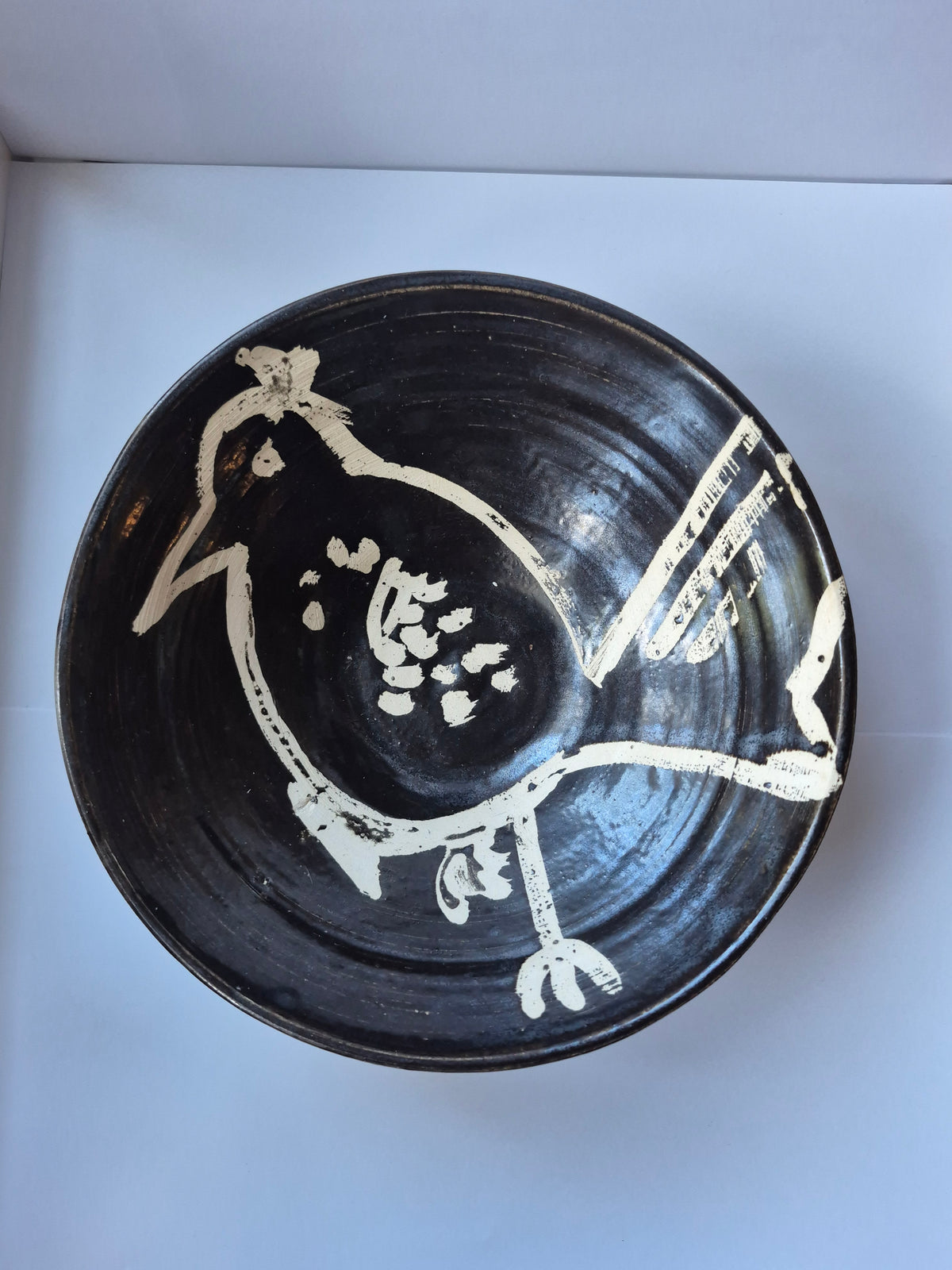 Susie Cousins Dark Bowl with Bird