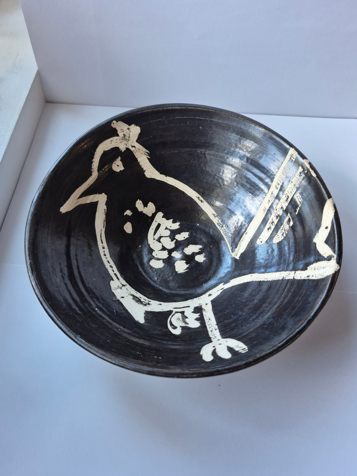 Susie Cousins Dark Bowl with Bird