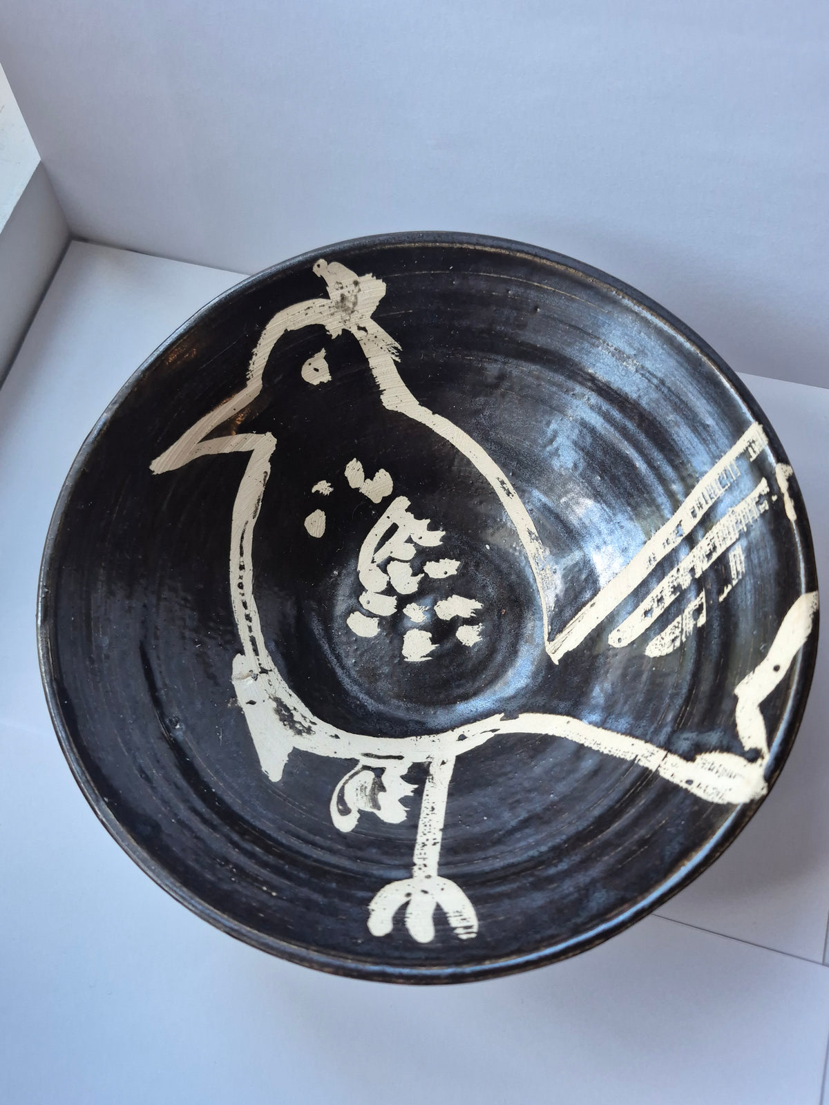 Susie Cousins Dark Bowl with Bird