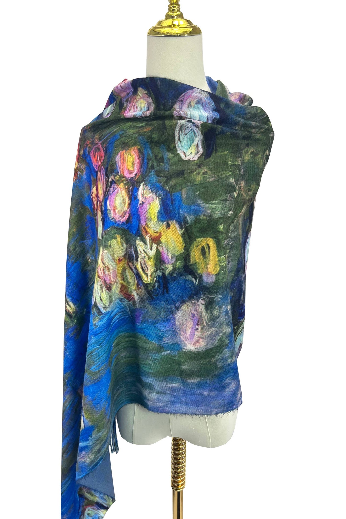 Monet Water Lily  Art Print Wool Tassel Scarf
