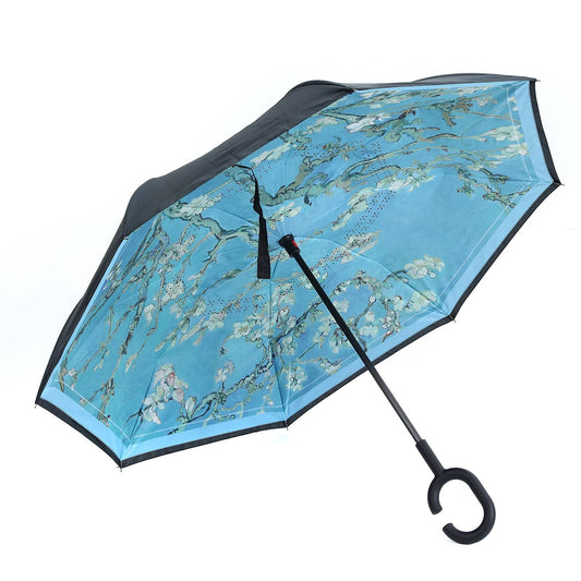Almond Blossom Upside Down Umbrella in Aqua Blue F978