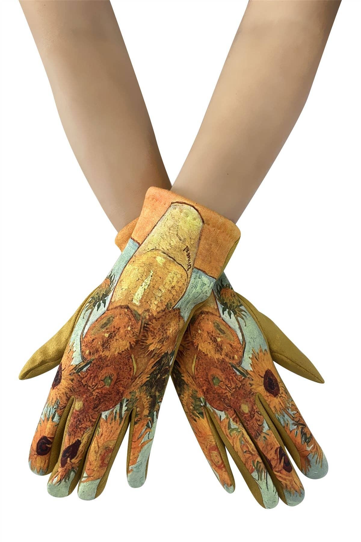 Van Gogh Sunflowers Suede Touchscreen Gloves