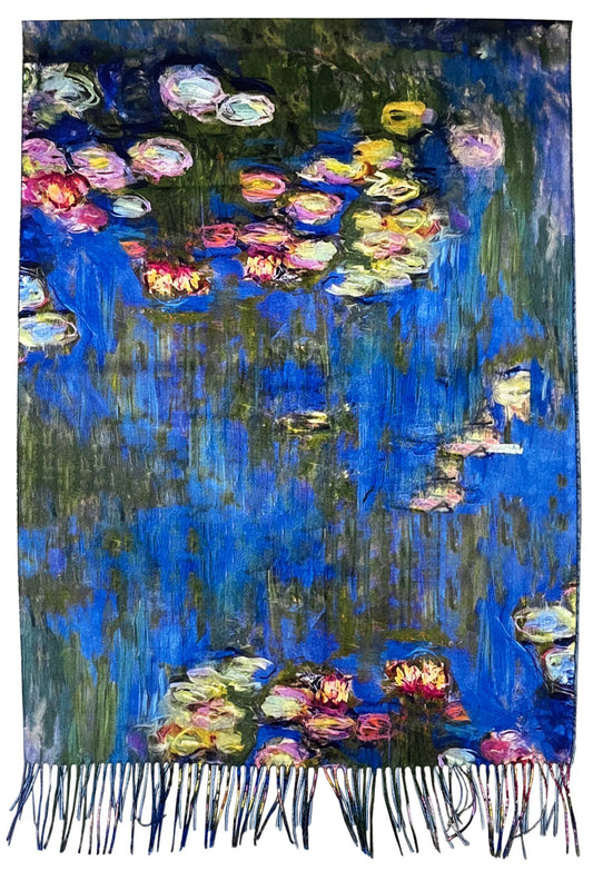 Monet Water Lily  Art Print Wool Tassel Scarf